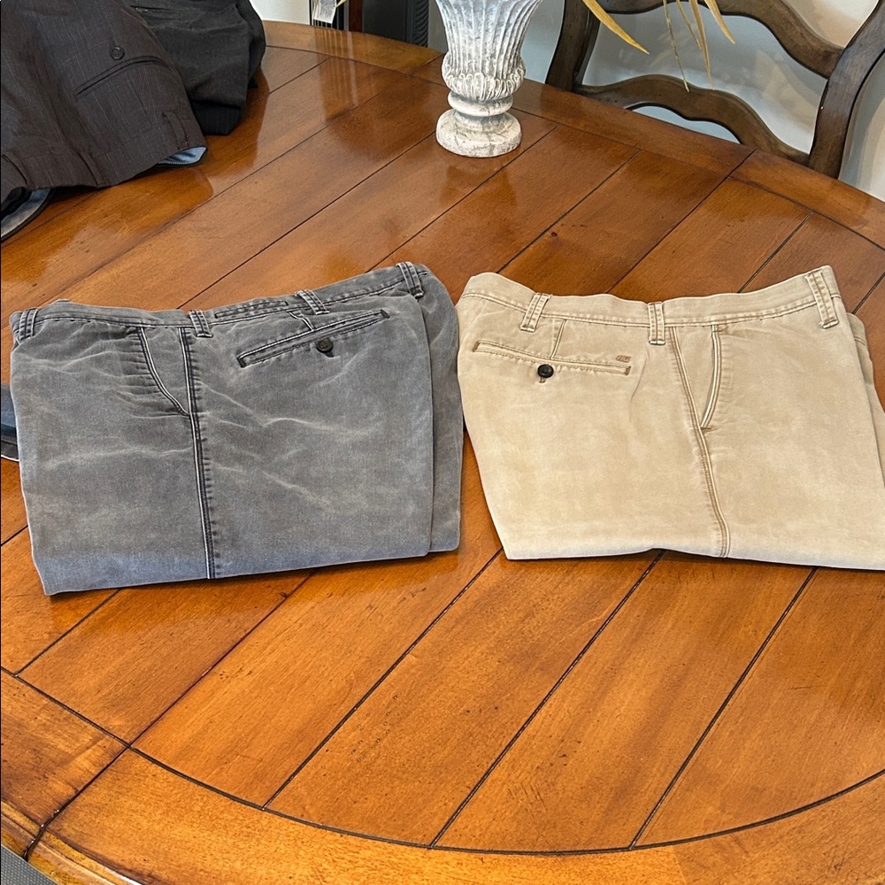 Men's distressed black and Tan Pants khakis used size 36/32 faded great for work